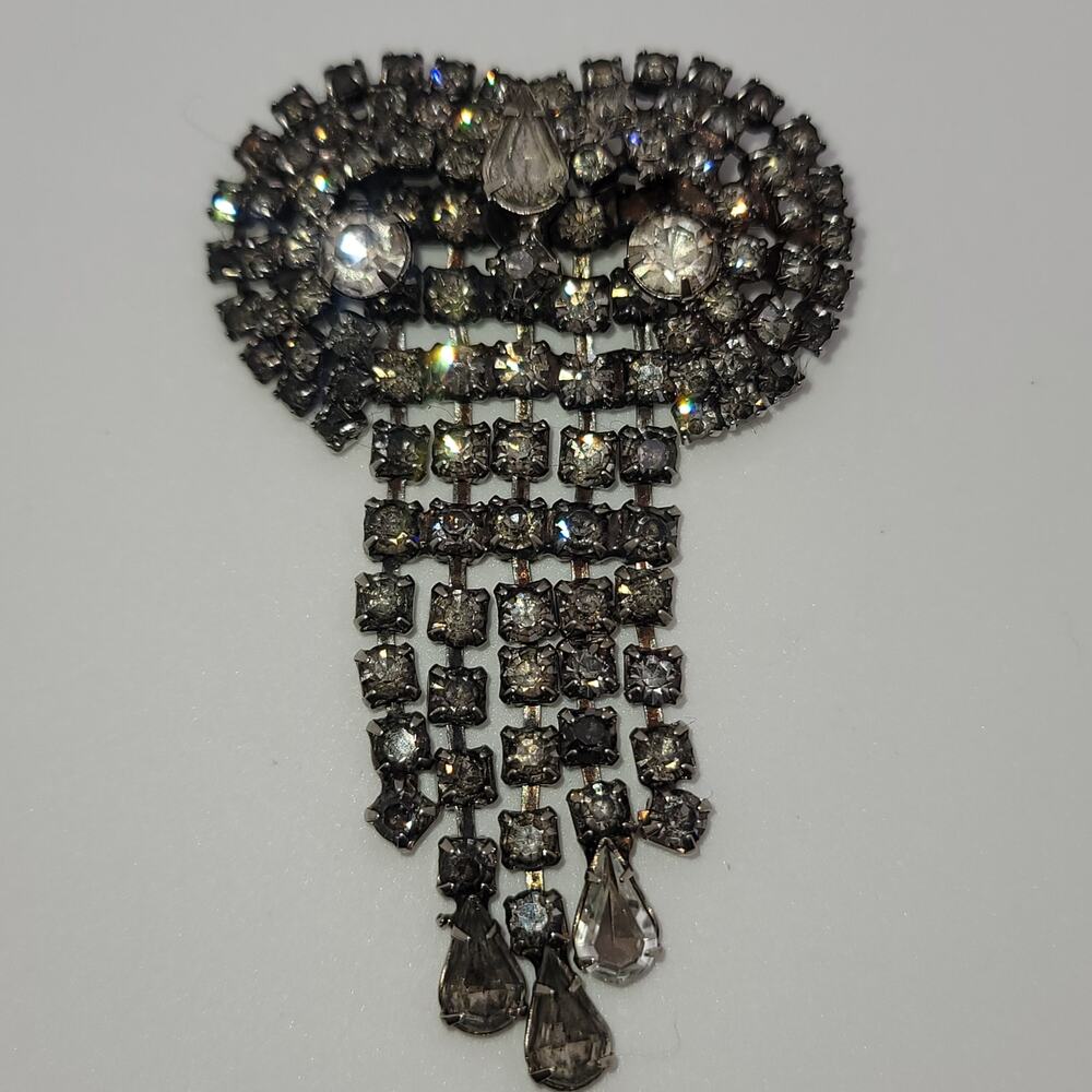 Vintage Kramer of New York Silver-tone Rhinestone Waterfall Brooch